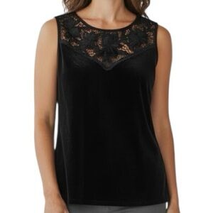 NWT WHITE HOUSE BLACK MARKET Black Floral Sleeveless Velvet Top Size X-Large